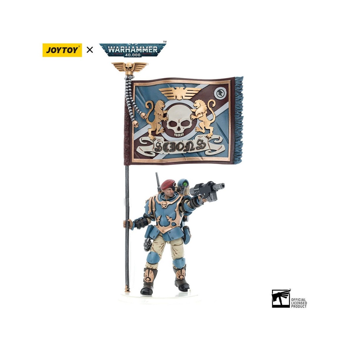 JoyToy Space Marine - Astra Militarum Tempestus - Squadra Scions 55Th Kappic Eagles Banner Bearer 1/18 - Warhammer 40K