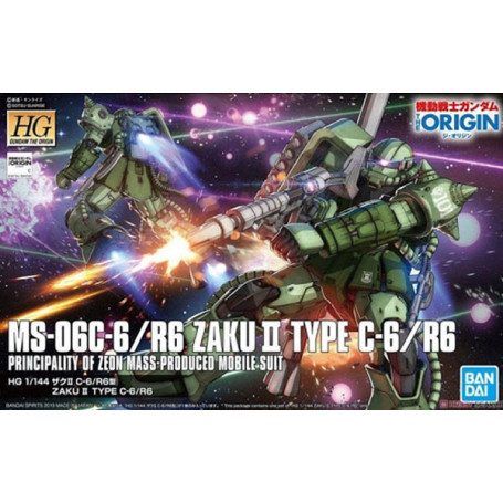 Bandai - Gunpla - Gundam 1/144 HG - MS-06C-6 R6 ZAKU II Tipo C-6/R6 - Mobile Suit Gundam: L'origine