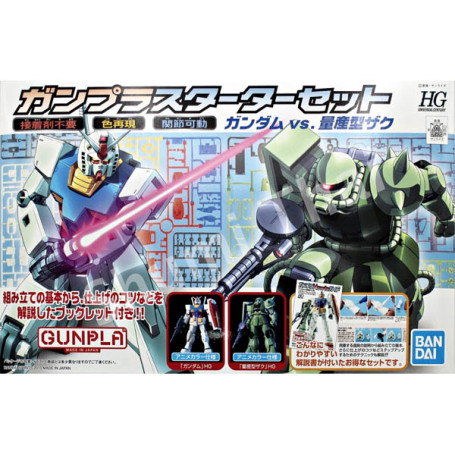 Bandai - Gunpla - Gundam 1/144 HG - Gunpla Starter Set RX-78-2 e MS-06F Zaku II - Mobile Suit Gundam