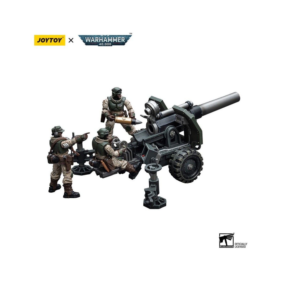 JoyToy Space Marine - Astra Militarum - Squadra d'ordinanza con cannone da campo Bombast 1/18 - Warhammer 40K