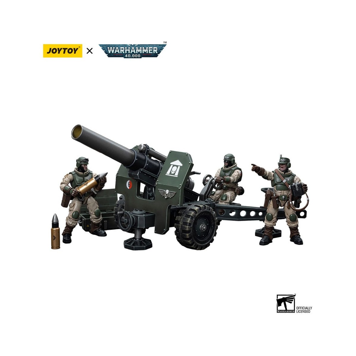 JoyToy Space Marine - Astra Militarum - Squadra d'ordinanza con cannone da campo Bombast 1/18 - Warhammer 40K