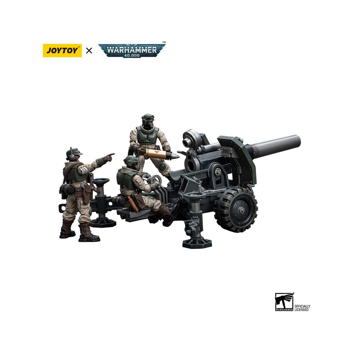 JoyToy Space Marine - Astra Militarum - Squadra d'ordinanza con cannone da campo Bombast 1/18 - Warhammer 40K