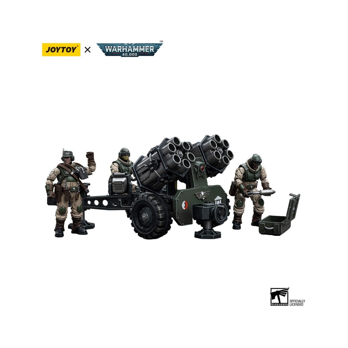 JoyToy Space Marine - Astra Militarum - Squadra d'ordinanza con cannone da campo Bombast 1/18 - Warhammer 40K