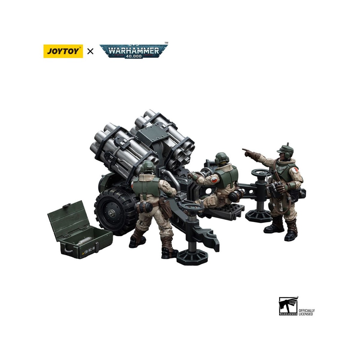 JoyToy Space Marine - Astra Militarum - Squadra d'ordinanza con cannone da campo Bombast 1/18 - Warhammer 40K