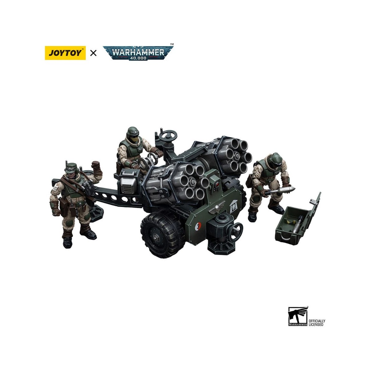 JoyToy Space Marine - Astra Militarum - Squadra d'ordinanza con cannone da campo Bombast 1/18 - Warhammer 40K