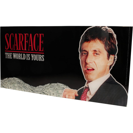 SD Toys - Poster in vetro di Scarface "Il mondo è tuo" sfondo grigio