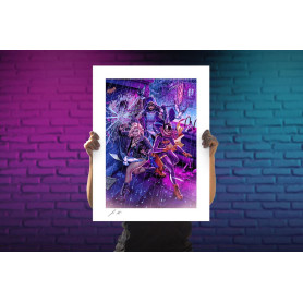 Stampa Sideshow DC Comics - Stampa d'arte Birds of Prey di John Keaveney 46 x 61 cm - non incorniciata