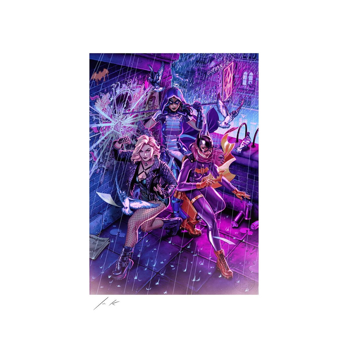 Stampa Sideshow DC Comics - Stampa d'arte Birds of Prey di John Keaveney 46 x 61 cm - non incorniciata
