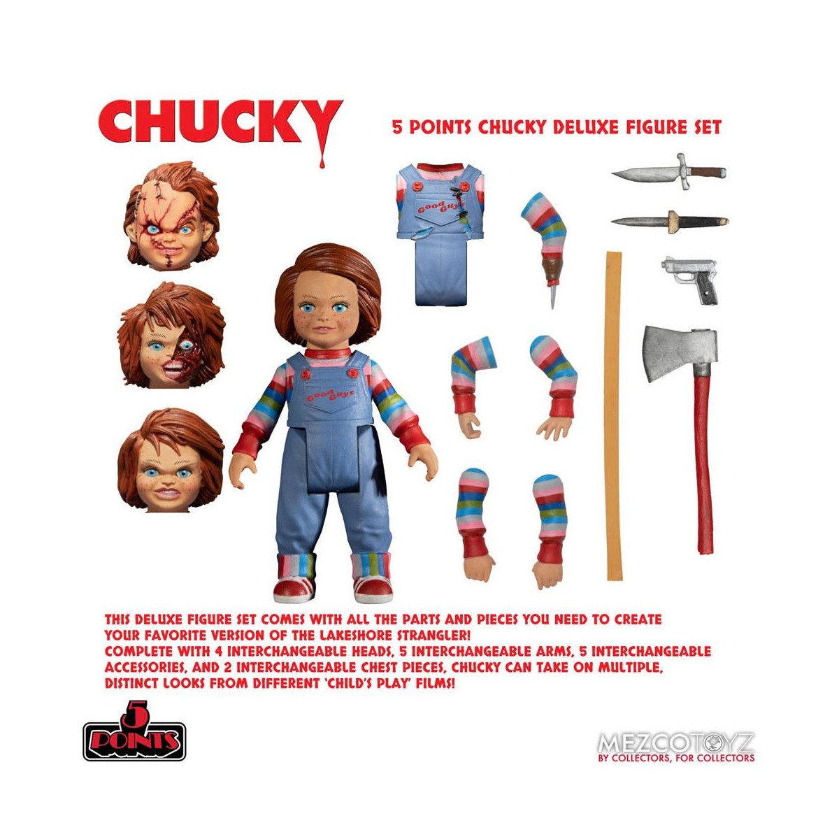 Mezco 5 Punti - Set di figure Chucky Deluxe - Gioco da ragazzi