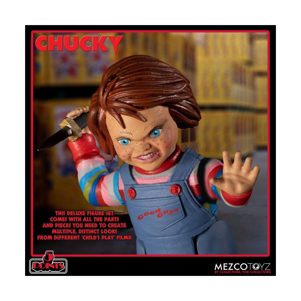 Mezco 5 Punti - Set di figure Chucky Deluxe - Gioco da ragazzi