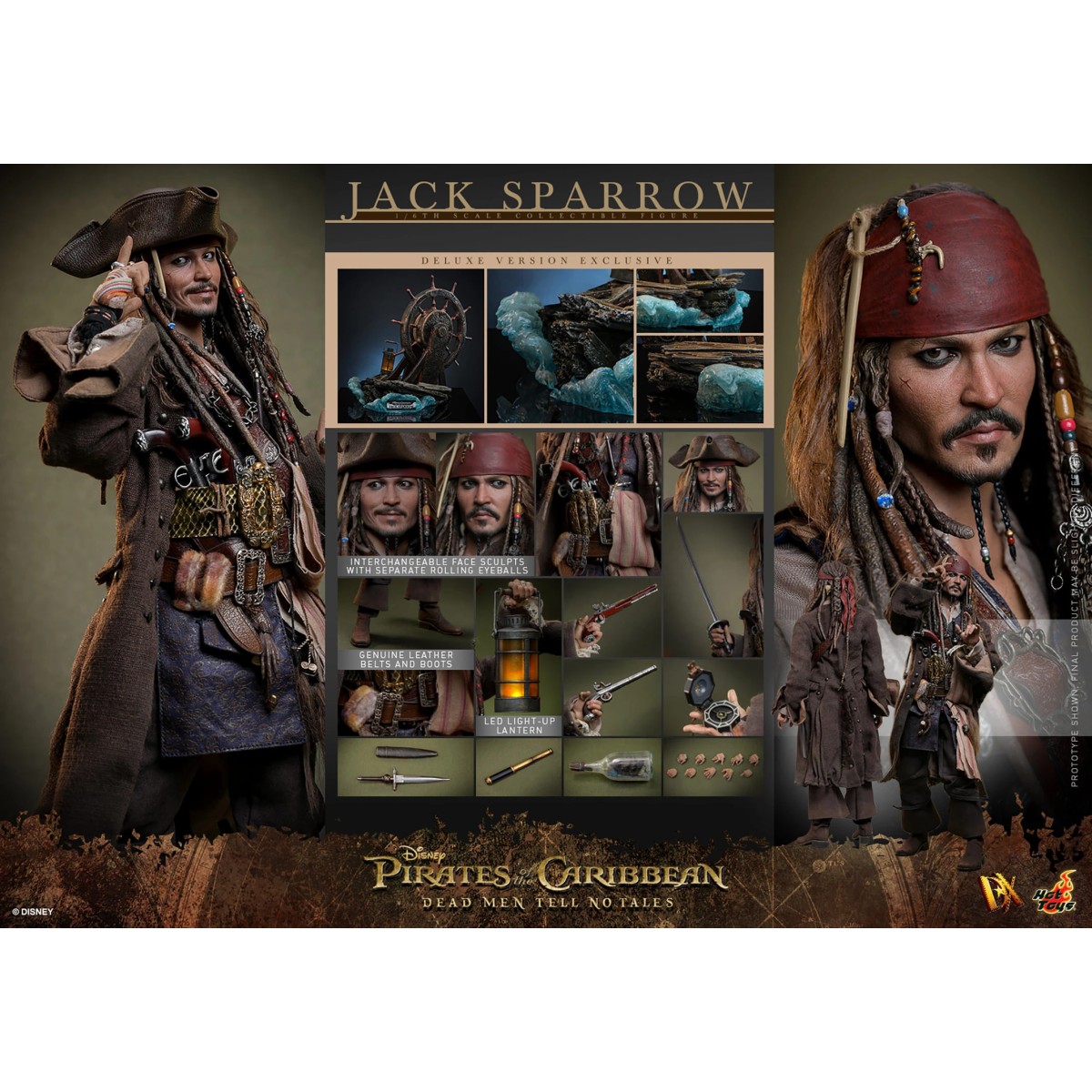 Hot Toys Pirati dei Caraibi - Jack Sparrow Edizione Deluxe - I morti non raccontano storie