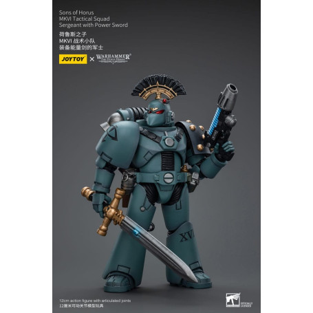 JoyToy Space marines - Figli di Horus - Sergente della squadra tattica MKIV con spada di potere 1/18 - Warhammer 40K