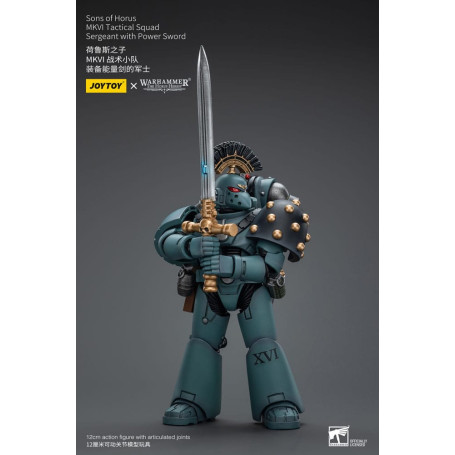 JoyToy Space marines - Figli di Horus - Sergente della squadra tattica MKIV con spada di potere 1/18 - Warhammer 40K