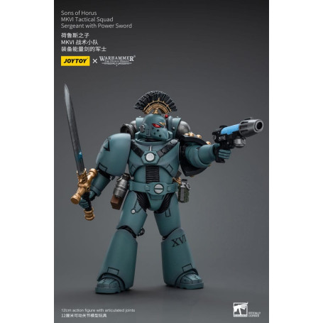 JoyToy Space marines - Figli di Horus - Sergente della squadra tattica MKIV con spada di potere 1/18 - Warhammer 40K