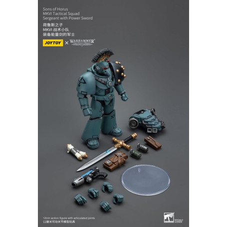 JoyToy Space marines - Figli di Horus - Sergente della squadra tattica MKIV con spada di potere 1/18 - Warhammer 40K