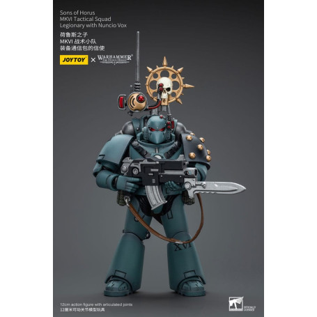 JoyToy Space marines - Figli di Horus - MKIV Squadra tattica legionaria con legionario con Nunzio Vox 1/18 - Warhammer 40K
