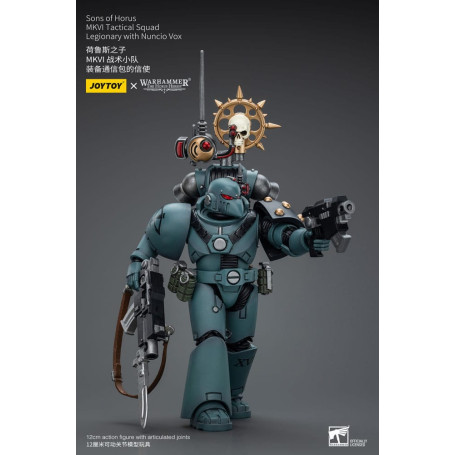 JoyToy Space marines - Figli di Horus - MKIV Squadra tattica legionaria con legionario con Nunzio Vox 1/18 - Warhammer 40K