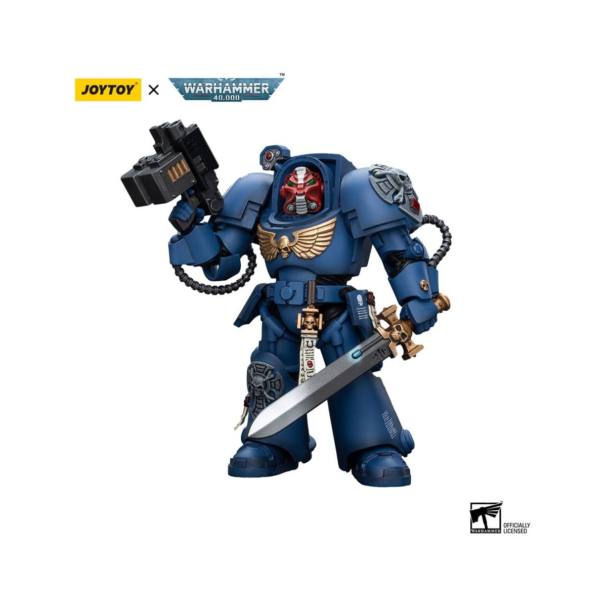 JoyToy - Ultramarines - Sergente della squadra Terminator con spada elettrica e teletrasporto Homer 1/18 - WH40K
