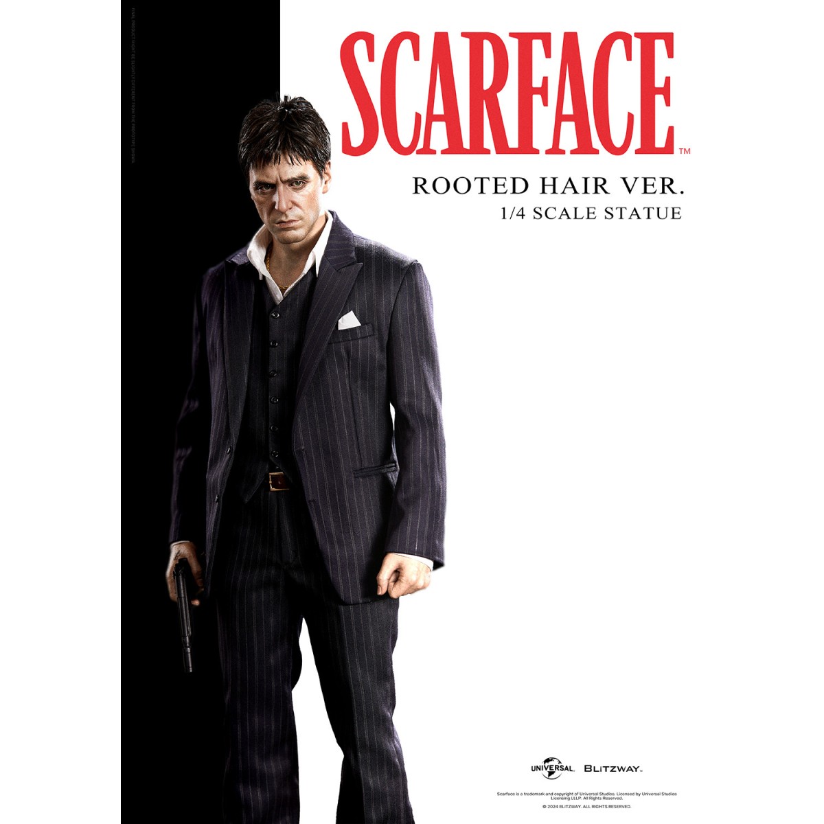 Statua in scala superba Blitzway - Tony Montana capelli radicati 1/4 - Scarface