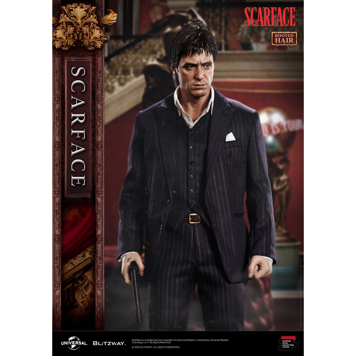 Statua in scala superba Blitzway - Tony Montana capelli radicati 1/4 - Scarface