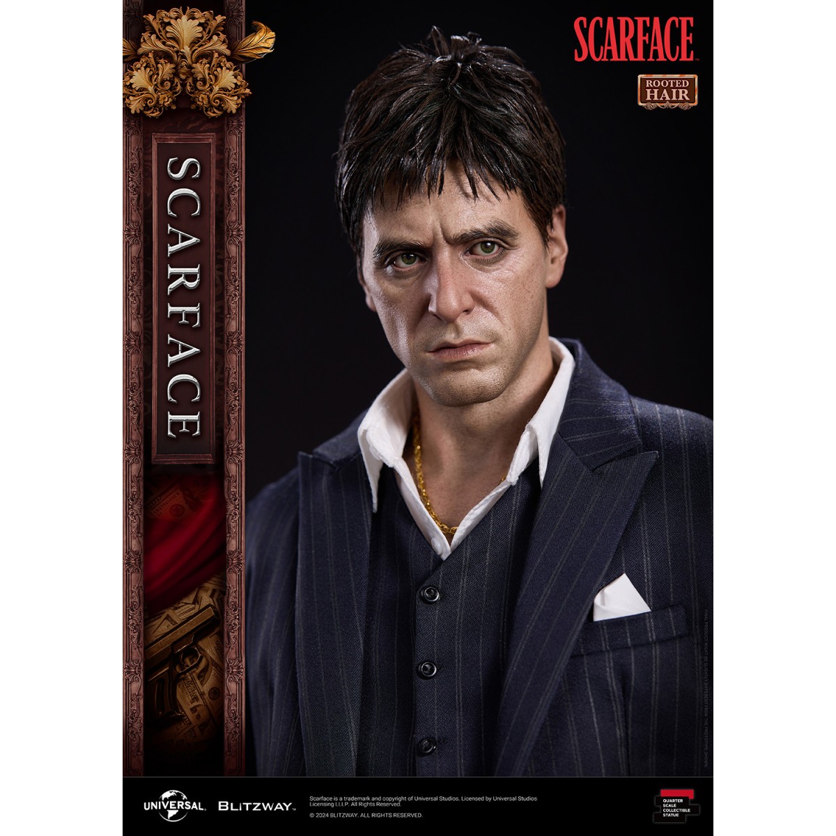 Statua in scala superba Blitzway - Tony Montana capelli radicati 1/4 - Scarface