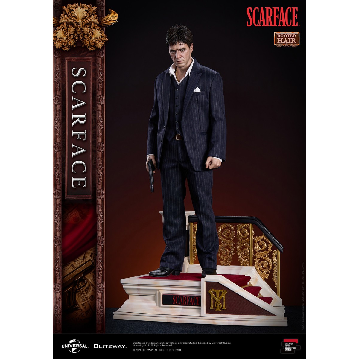 Statua in scala superba Blitzway - Tony Montana capelli radicati 1/4 - Scarface