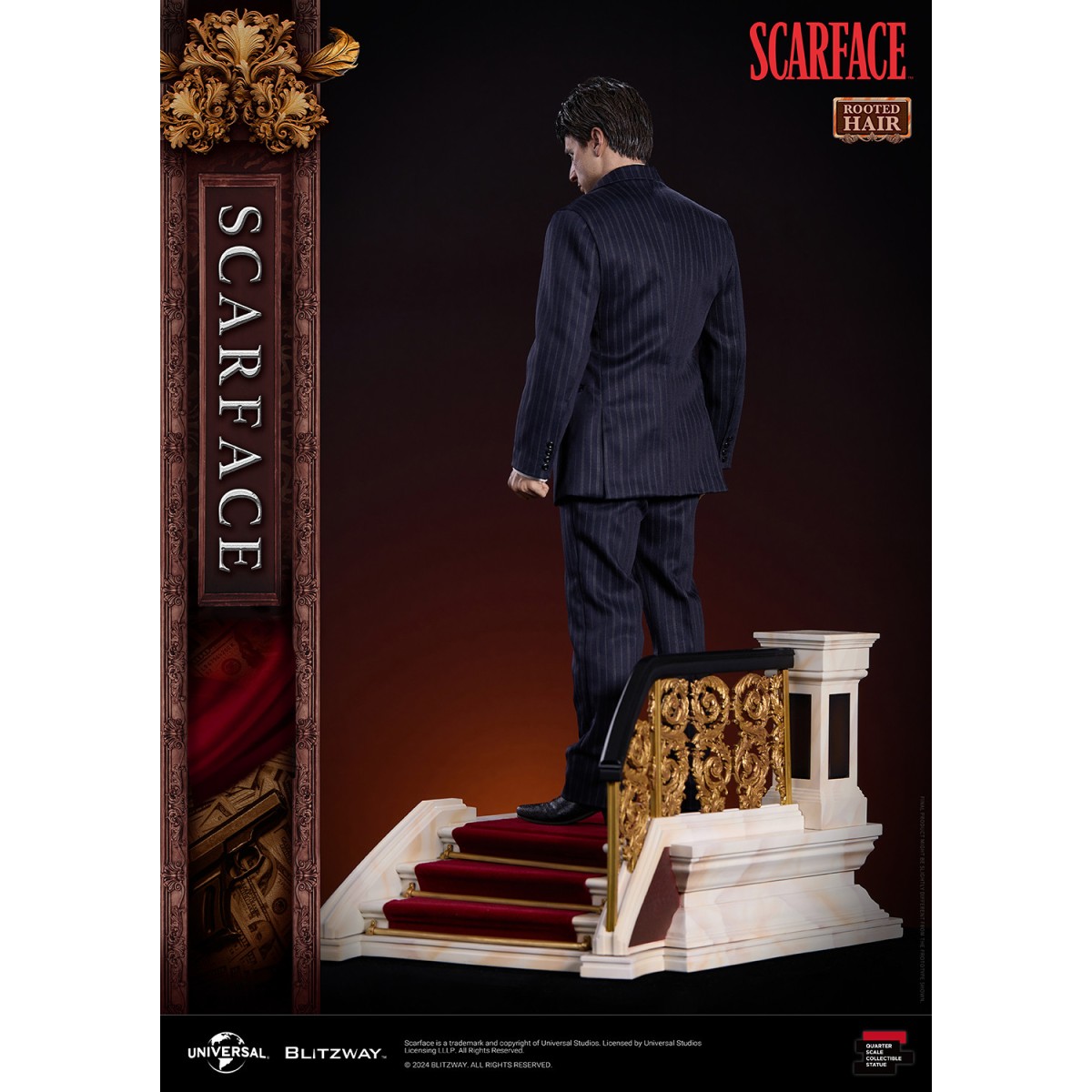 Statua in scala superba Blitzway - Tony Montana capelli radicati 1/4 - Scarface