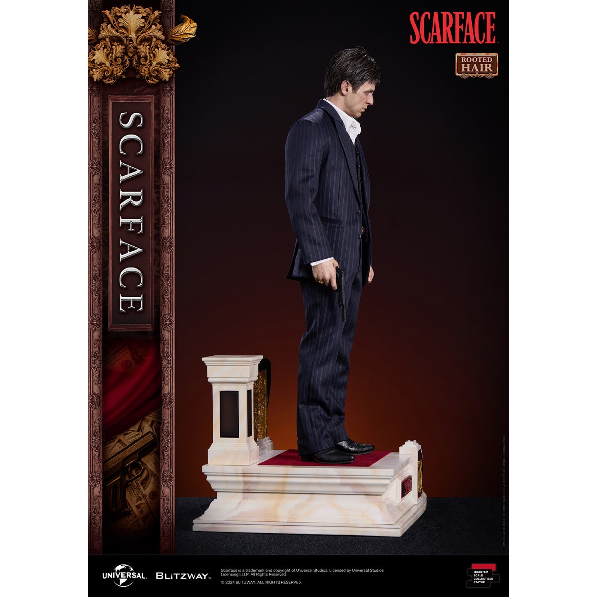 Statua in scala superba Blitzway - Tony Montana capelli radicati 1/4 - Scarface