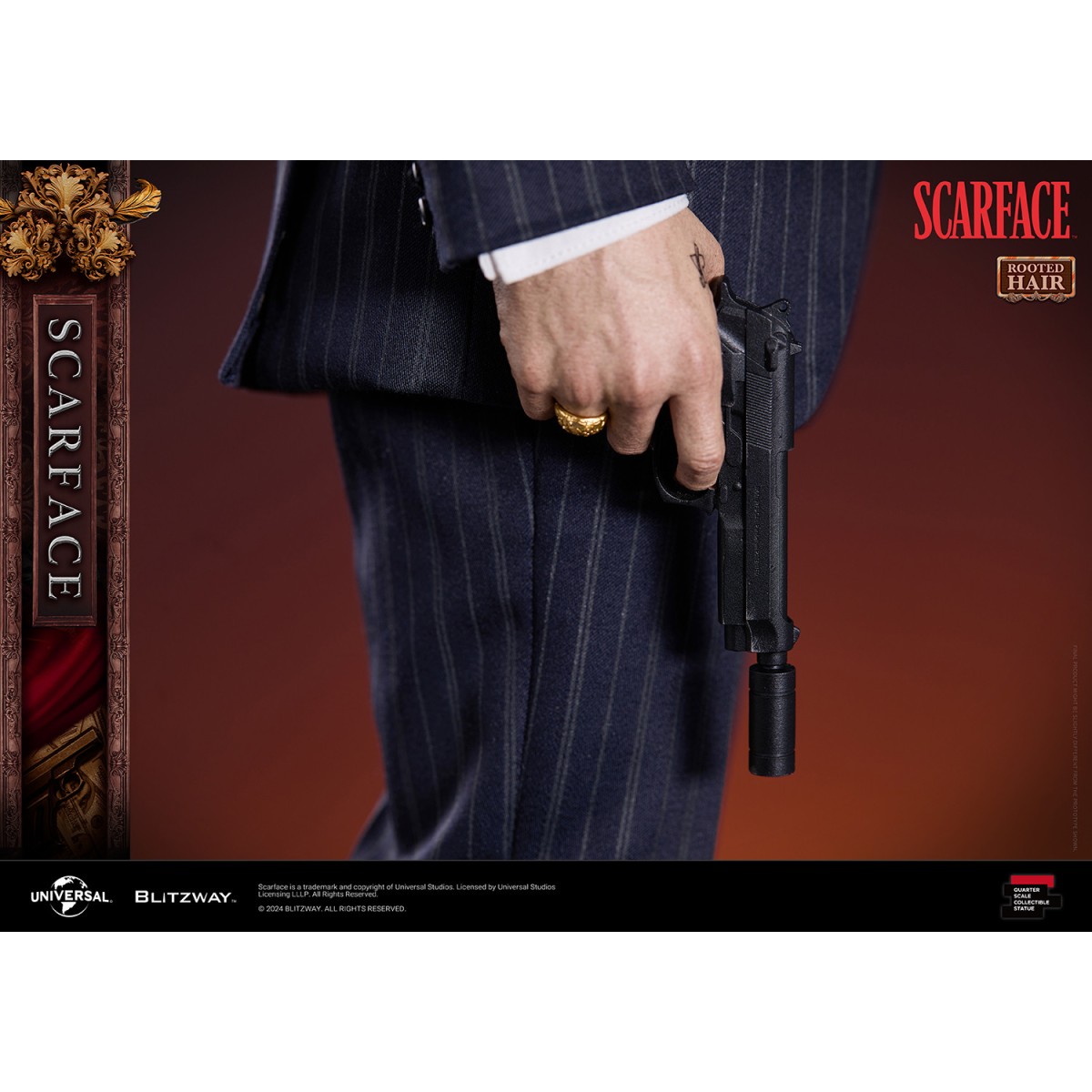 Statua in scala superba Blitzway - Tony Montana capelli radicati 1/4 - Scarface