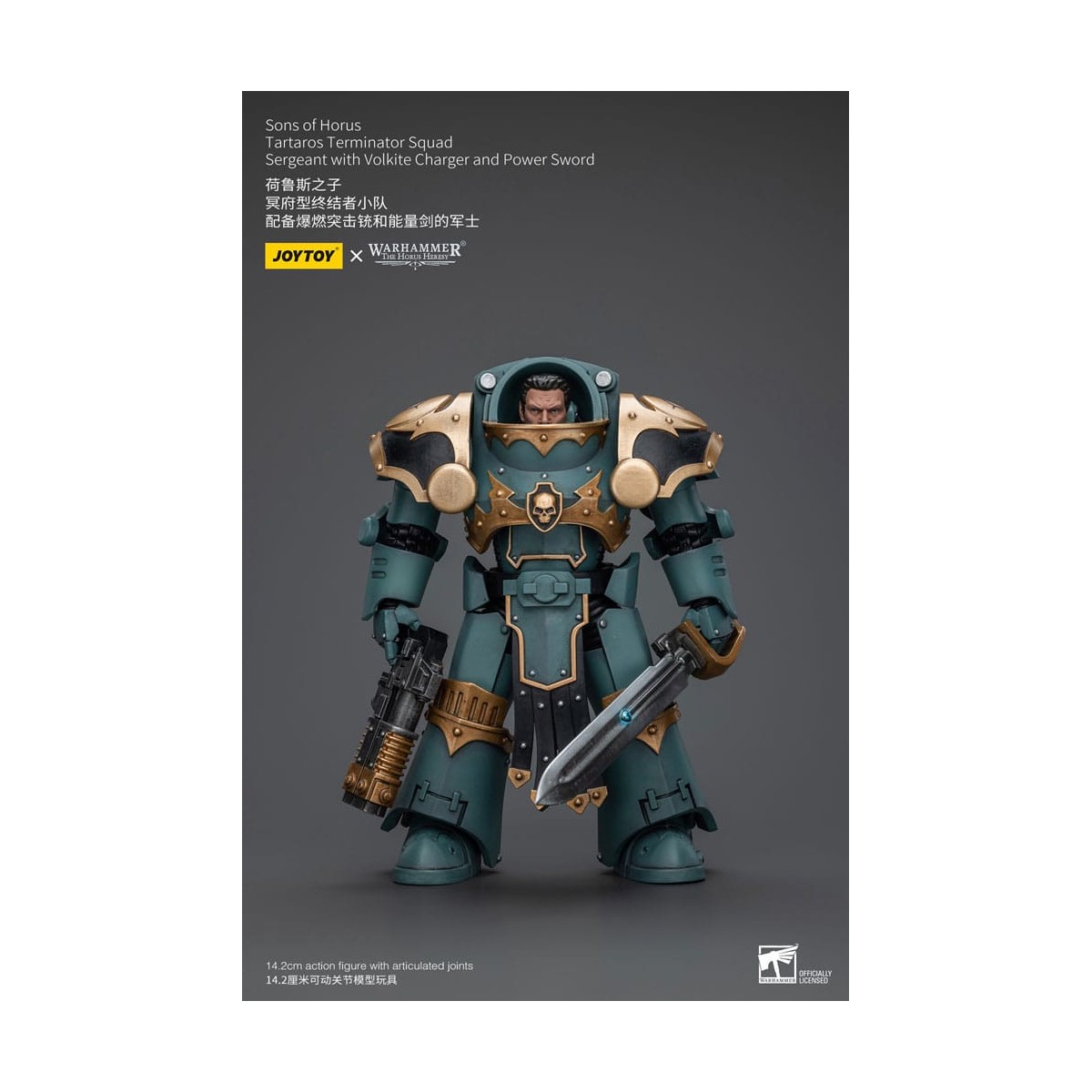 JoyToy - Sons of Horus - Sergente della squadra Terminator di Tartaros con caricatore Volkite e spada di potere 1/18