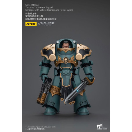 JoyToy - Sons of Horus - Sergente della squadra Terminator di Tartaros con caricatore Volkite e spada di potere 1/18