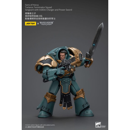 JoyToy - Sons of Horus - Sergente della squadra Terminator di Tartaros con caricatore Volkite e spada di potere 1/18