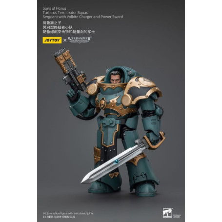 JoyToy - Sons of Horus - Sergente della squadra Terminator di Tartaros con caricatore Volkite e spada di potere 1/18
