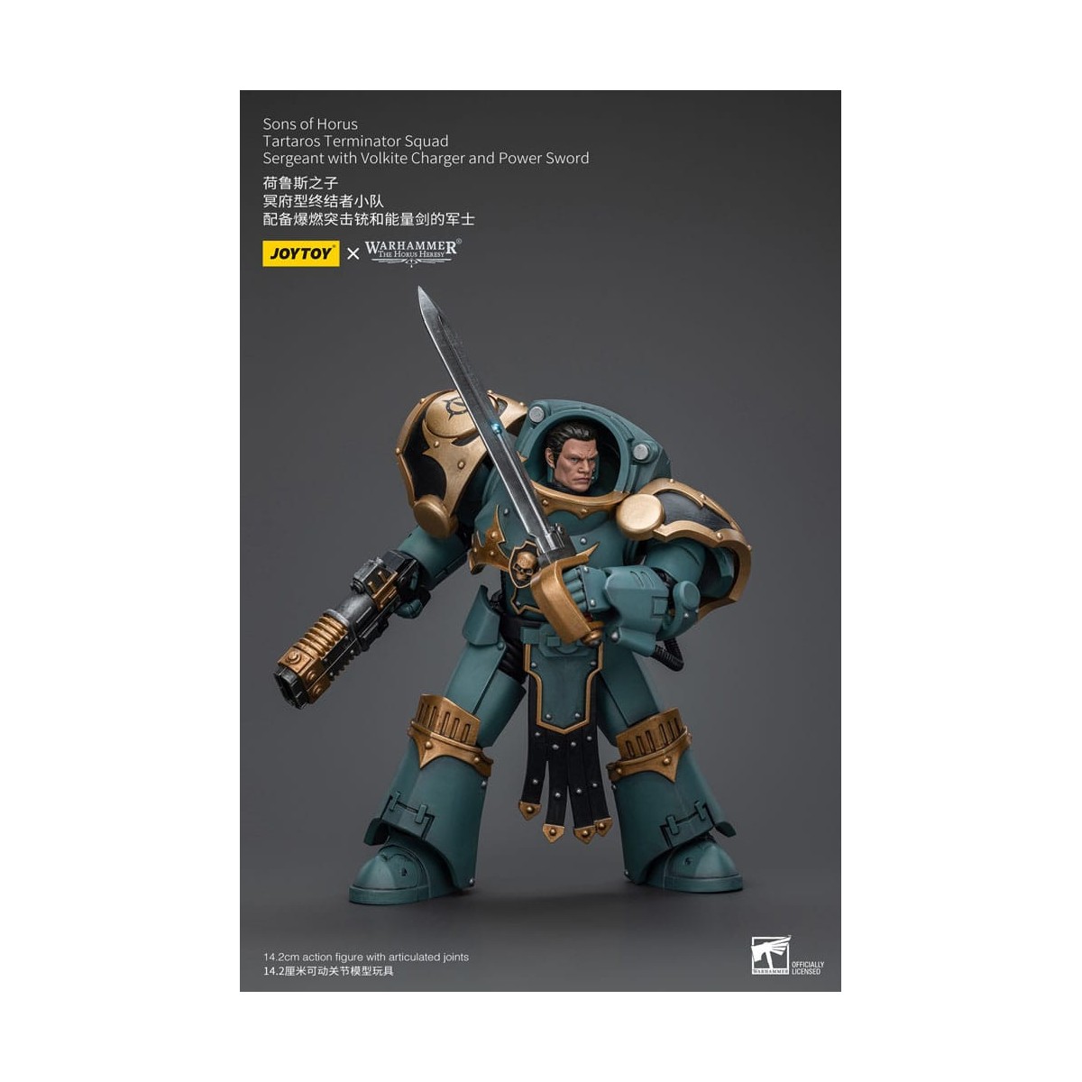 JoyToy - Sons of Horus - Sergente della squadra Terminator di Tartaros con caricatore Volkite e spada di potere 1/18