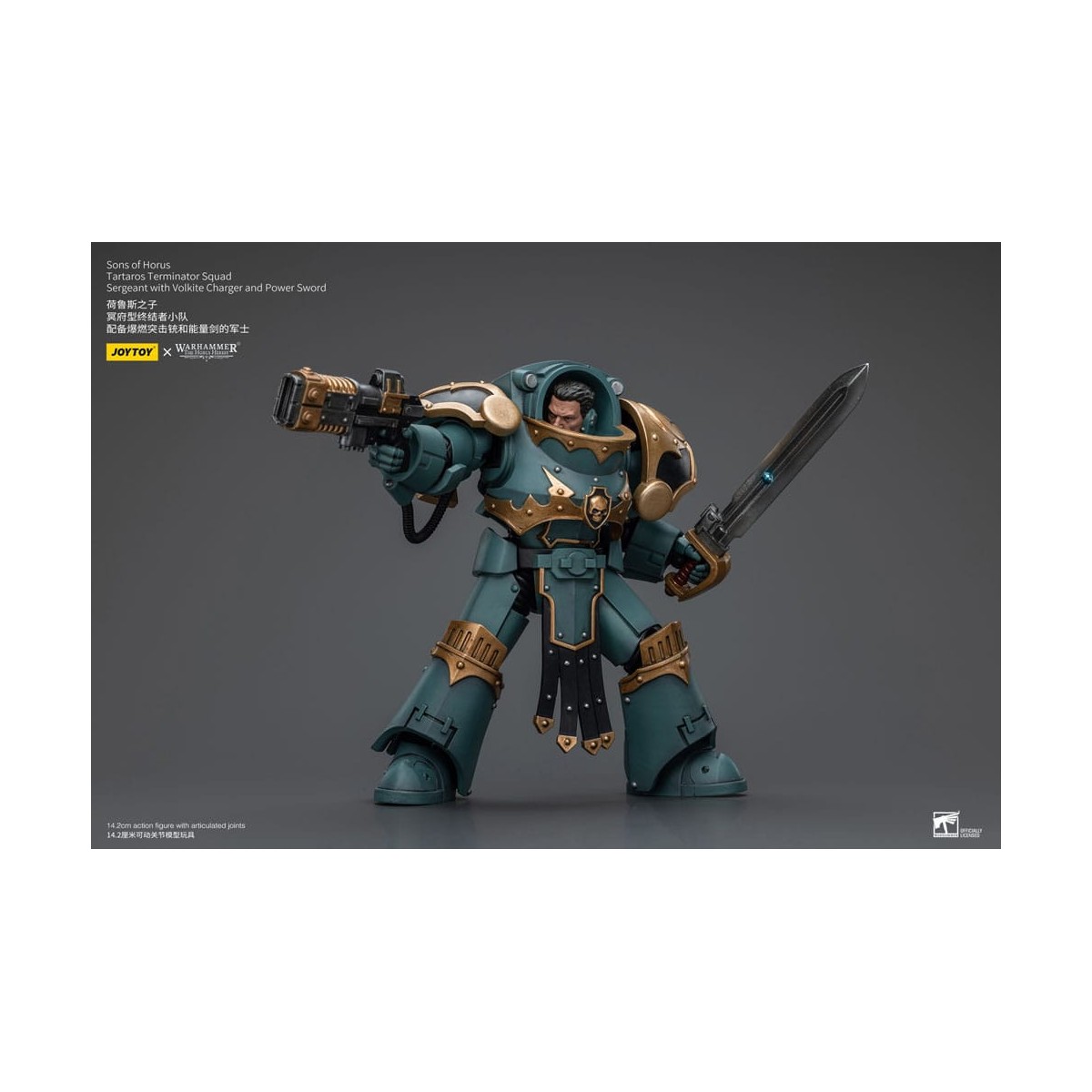 JoyToy - Sons of Horus - Sergente della squadra Terminator di Tartaros con caricatore Volkite e spada di potere 1/18