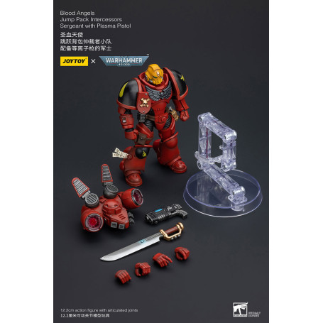 JoyToy Space Marines - Angeli del Sangue Jump Pack Sergente Intercessori con Pistola al Plasma - 1/18 - Warhammer 40K