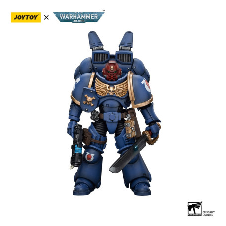 JoyToy - Space Marine - Ultramarines - Jump Pack Sergente Intercessori con pistola al plasma e spada di potenza 1/18