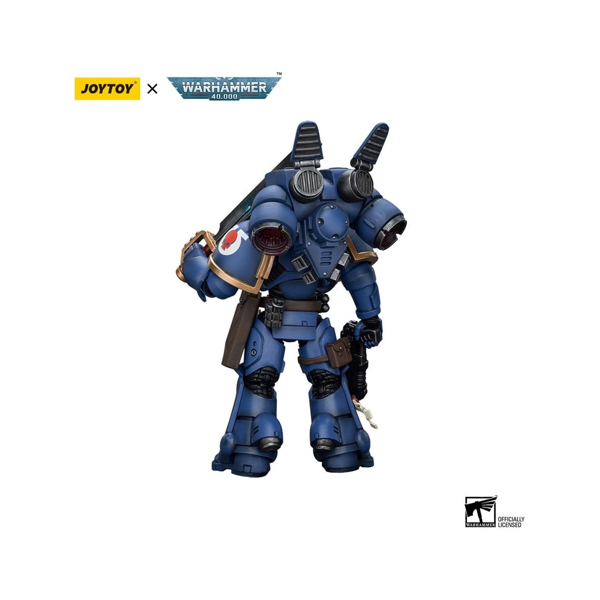 JoyToy - Space Marine - Ultramarines - Jump Pack Sergente Intercessori con pistola al plasma e spada di potenza 1/18