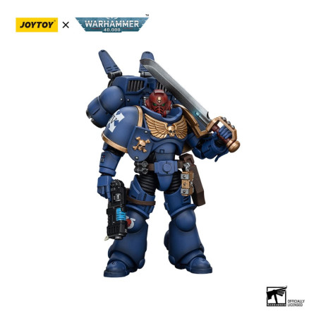 JoyToy - Space Marine - Ultramarines - Jump Pack Sergente Intercessori con pistola al plasma e spada di potenza 1/18