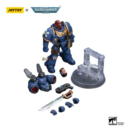 JoyToy - Space Marine - Ultramarines - Jump Pack Sergente Intercessori con pistola al plasma e spada di potenza 1/18