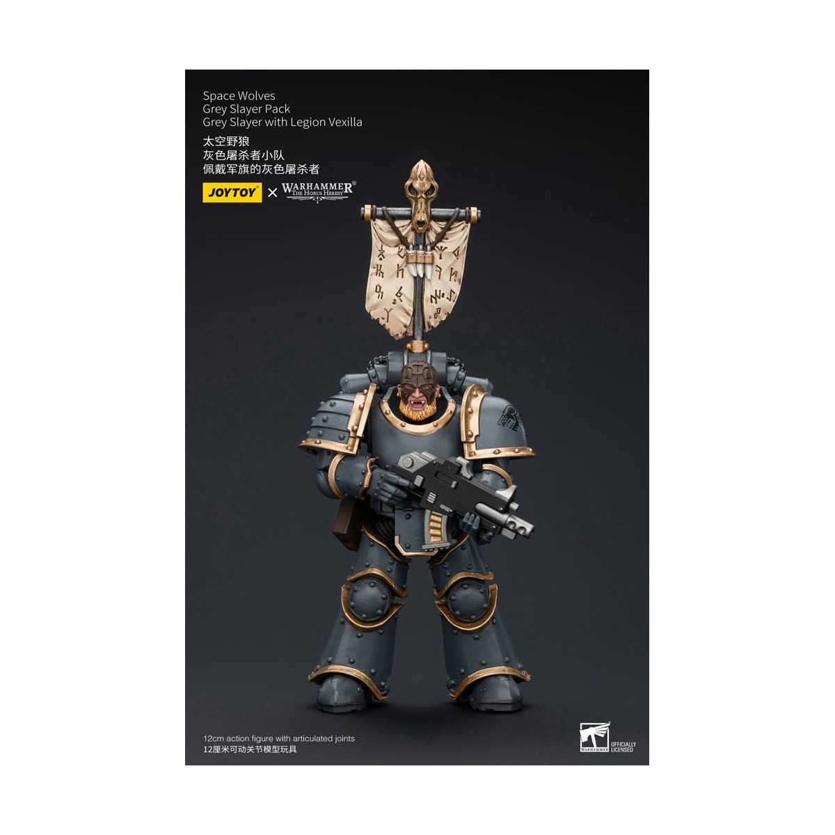 JoyToy Space Marine - Lupi Spaziali - Pacchetto Cacciatore Grigio - Cacciatore Grigio con Legione Vexilla 1/18