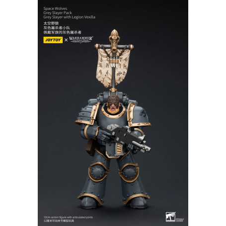 JoyToy Space Marine - Lupi Spaziali - Pacchetto Cacciatore Grigio - Cacciatore Grigio con Legione Vexilla 1/18
