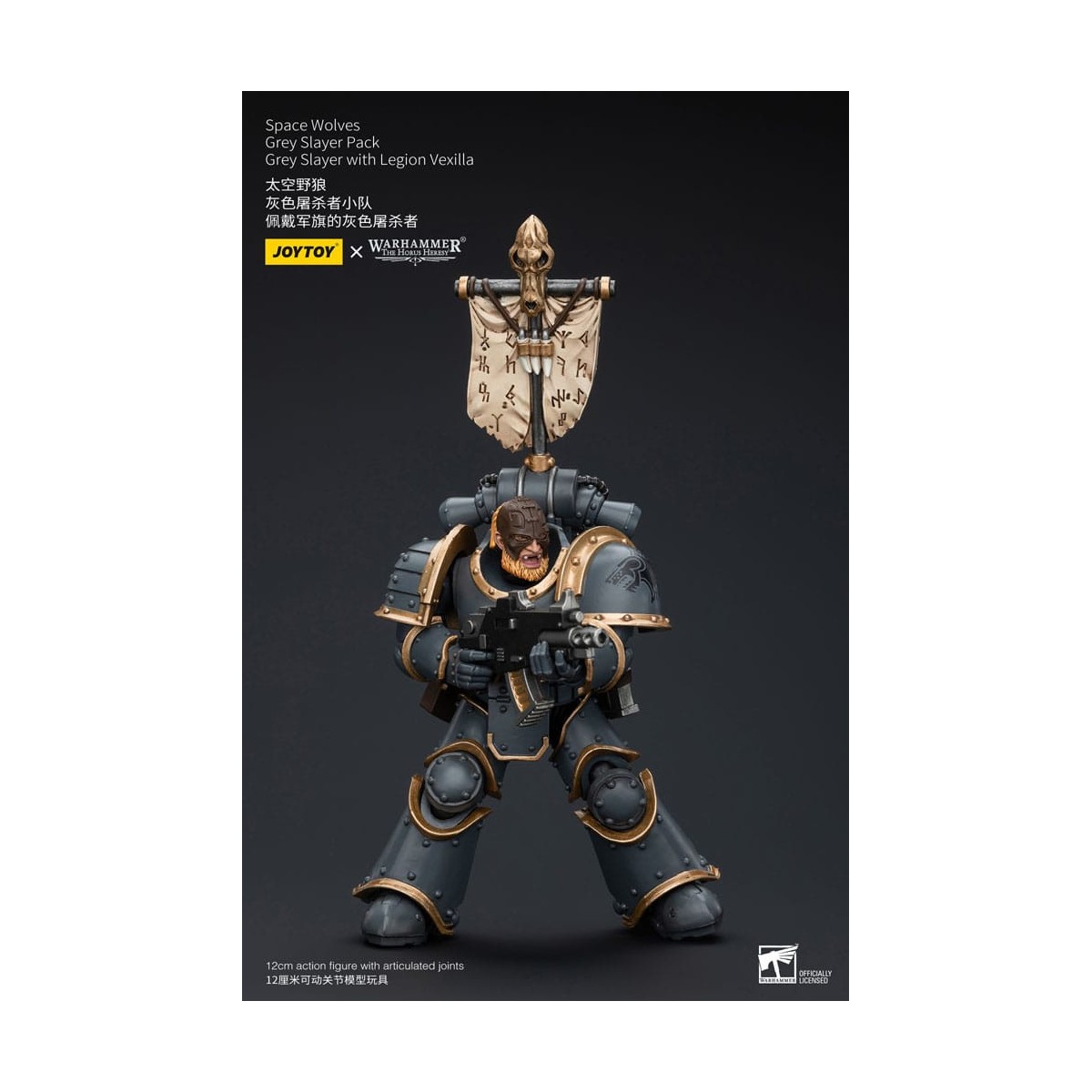 JoyToy Space Marine - Lupi Spaziali - Pacchetto Cacciatore Grigio - Cacciatore Grigio con Legione Vexilla 1/18