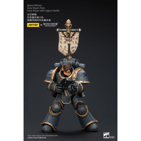 JoyToy Space Marine - Lupi Spaziali - Pacchetto Cacciatore Grigio - Cacciatore Grigio con Legione Vexilla 1/18