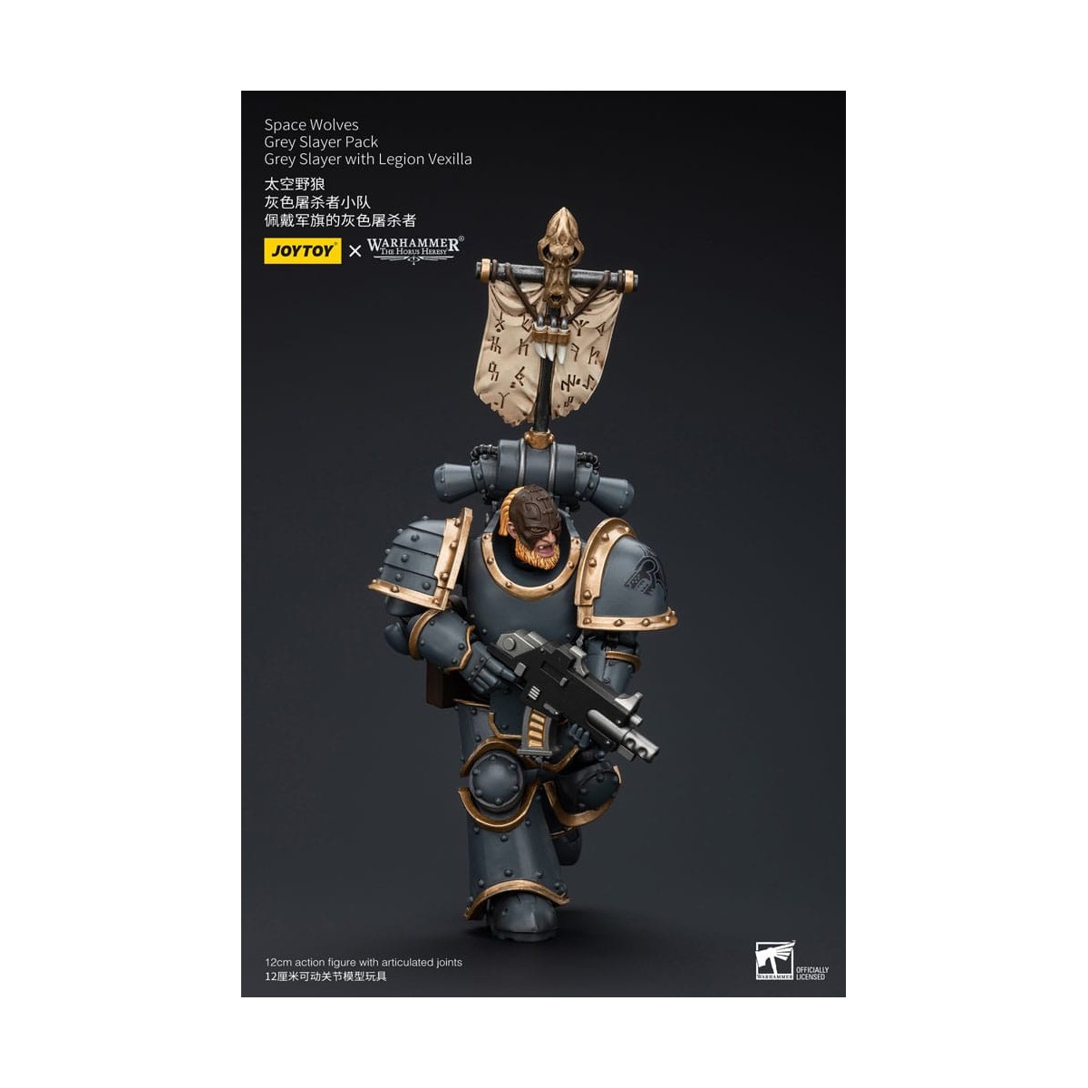 JoyToy Space Marine - Lupi Spaziali - Pacchetto Cacciatore Grigio - Cacciatore Grigio con Legione Vexilla 1/18