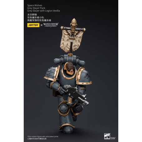 JoyToy Space Marine - Lupi Spaziali - Pacchetto Cacciatore Grigio - Cacciatore Grigio con Legione Vexilla 1/18