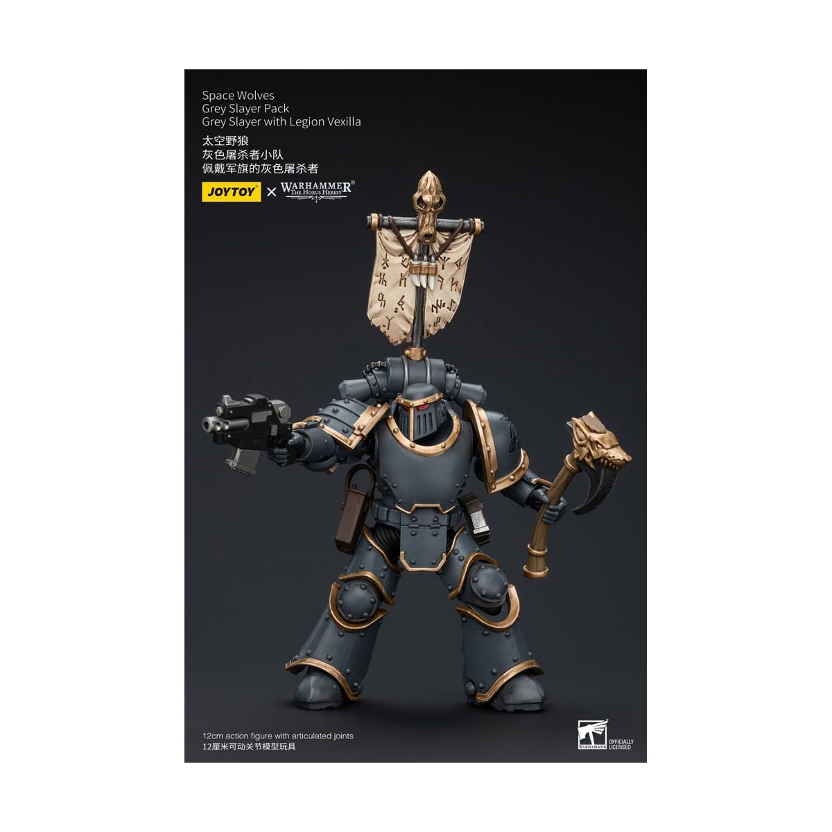 JoyToy Space Marine - Lupi Spaziali - Pacchetto Cacciatore Grigio - Cacciatore Grigio con Legione Vexilla 1/18
