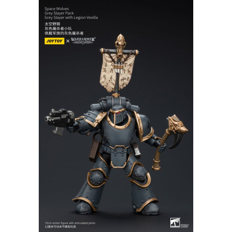 JoyToy Space Marine - Lupi Spaziali - Pacchetto Cacciatore Grigio - Cacciatore Grigio con Legione Vexilla 1/18