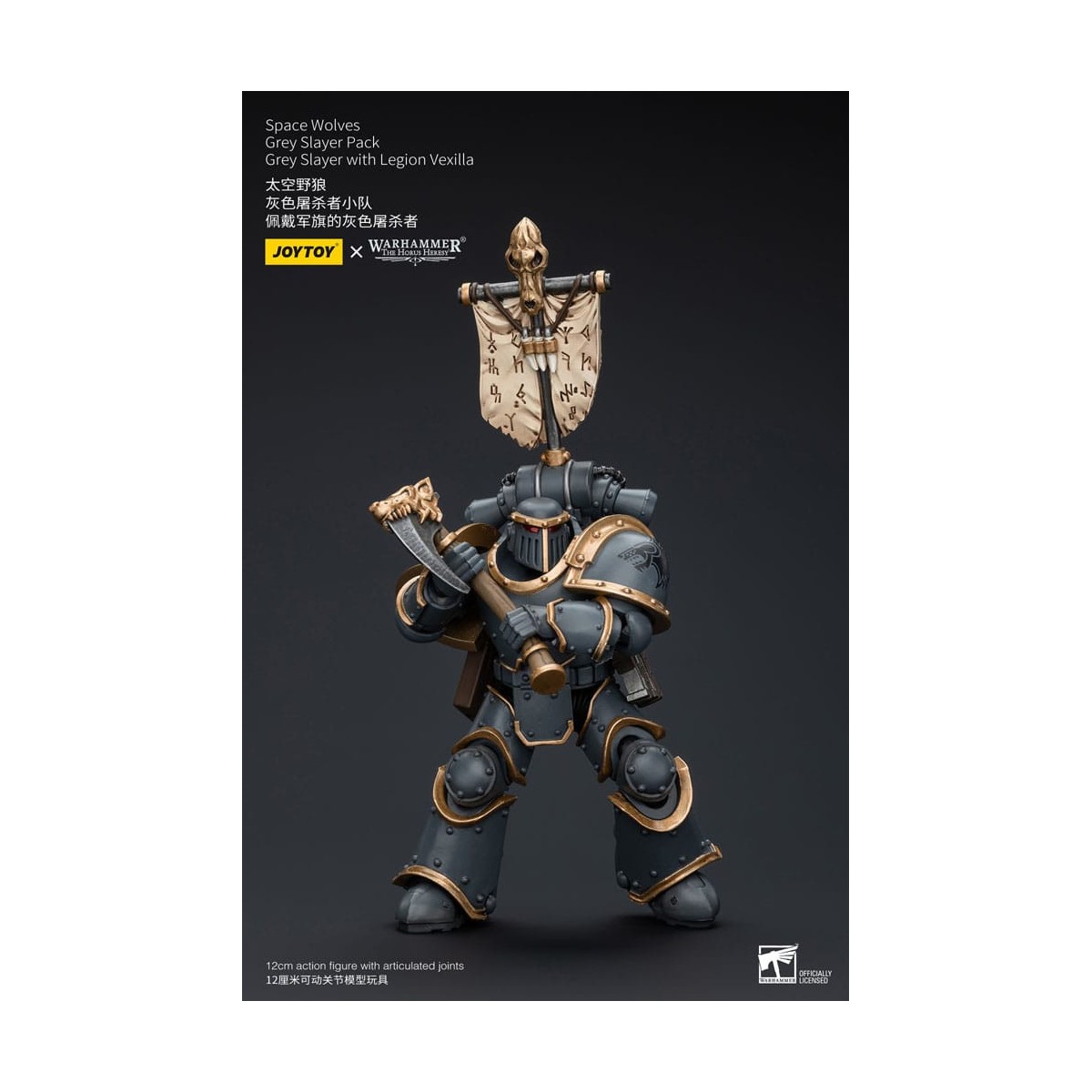 JoyToy Space Marine - Lupi Spaziali - Pacchetto Cacciatore Grigio - Cacciatore Grigio con Legione Vexilla 1/18