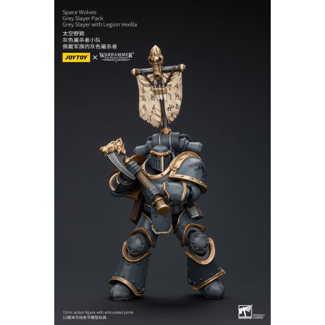 JoyToy Space Marine - Lupi Spaziali - Pacchetto Cacciatore Grigio - Cacciatore Grigio con Legione Vexilla 1/18